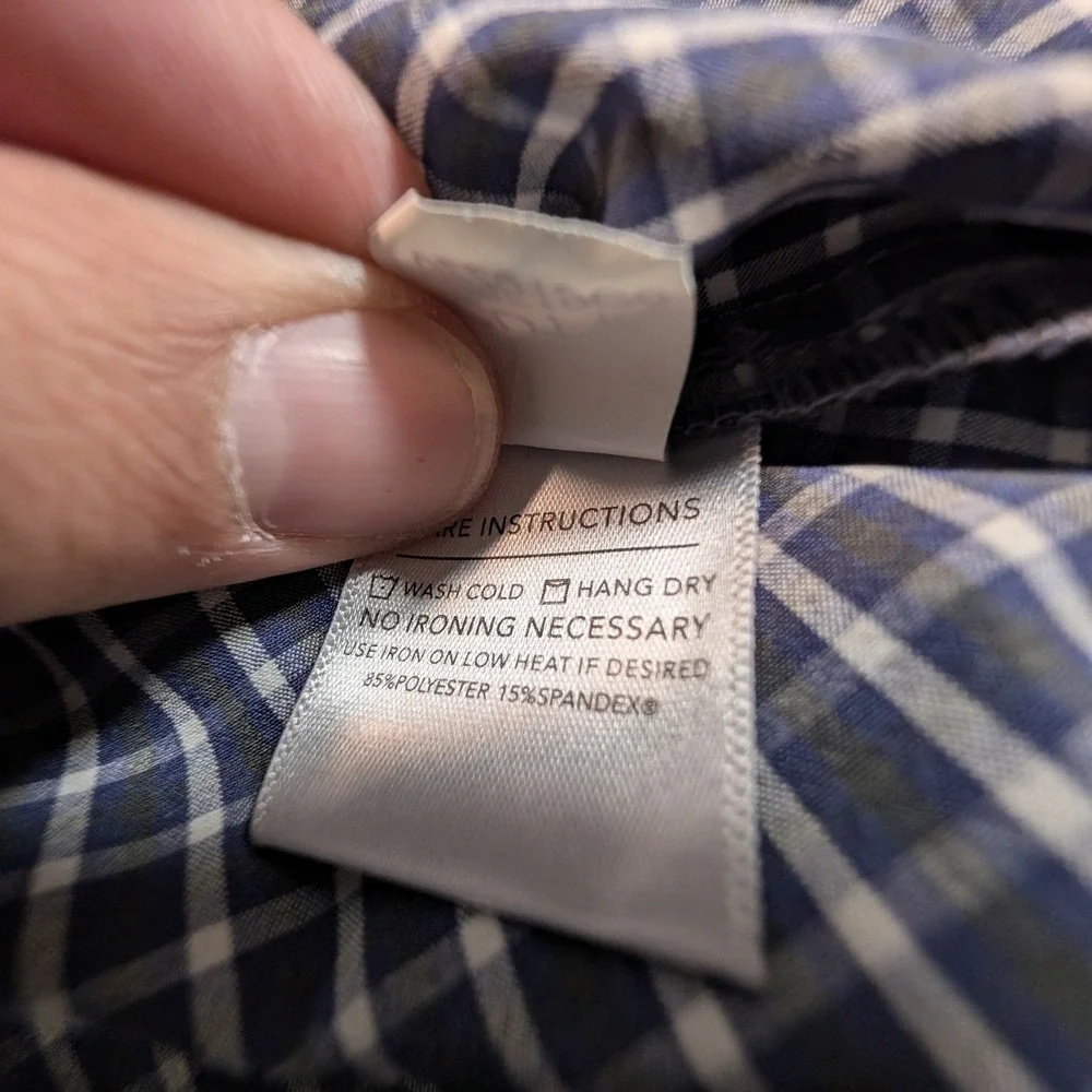 Mizzen Main Leeward Dress Shirt Mens Small Trim Fit Navy Check L-10019